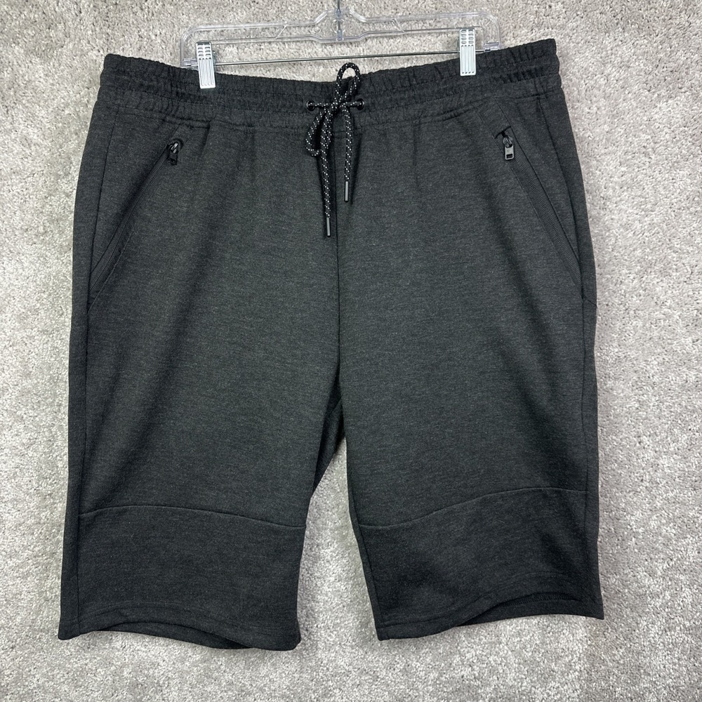 South Pole Gray Fleece Drawstring Shorts Size XXXL Zip Pockets